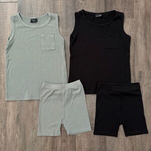 Little Bipsy Ribbed Sets in Green and Black